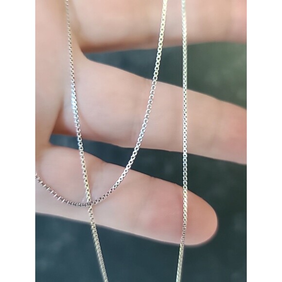 925 Sterling Silver Box Chain Necklace Vintage Italy - Picture 4 of 10